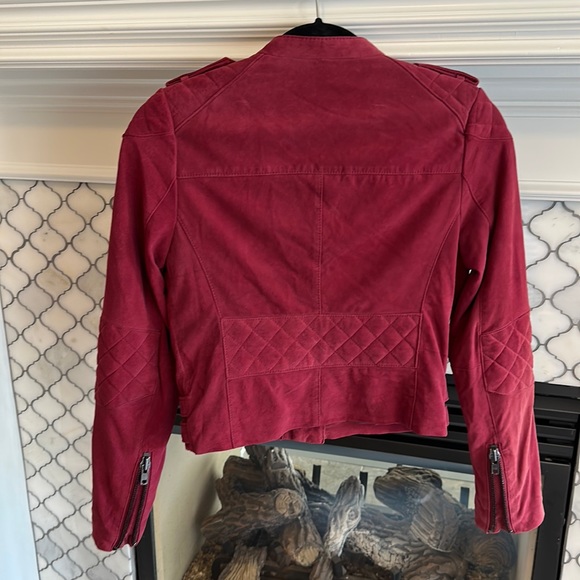 Joe’s Jeans leather Moto jacket XS designer leather suede burgundy - Picture 3 of 17